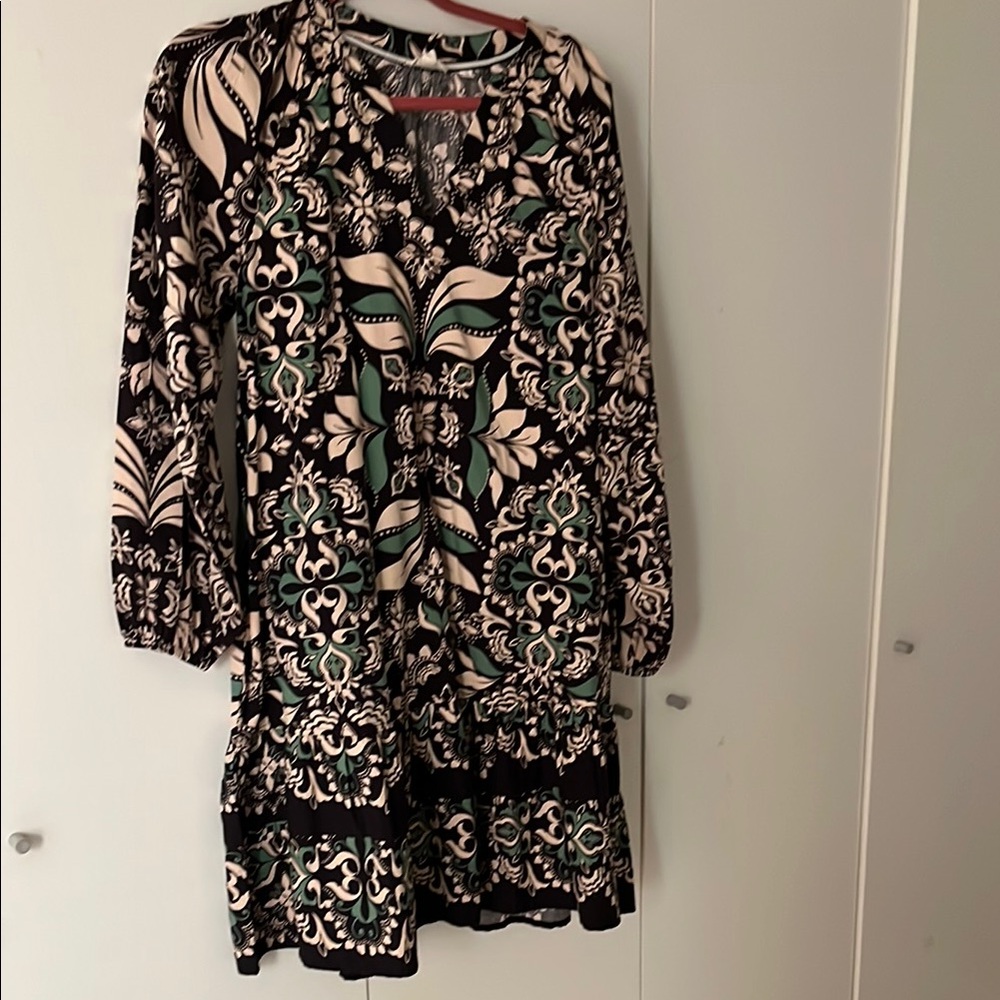 Fat face Black and Cream Patterned Dress size 6
